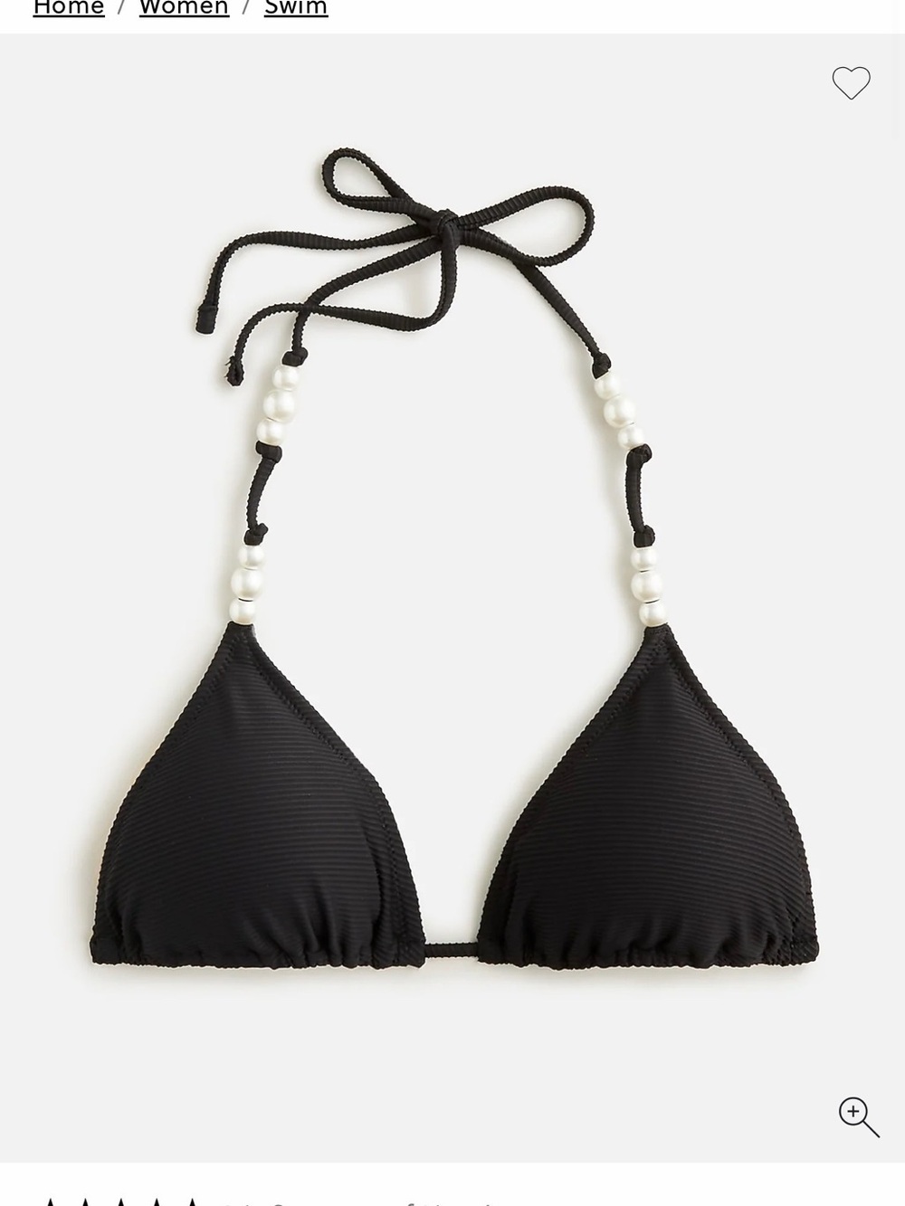 J. Crew Black Bikini Set with Pearl Accent. Top size 3X, Bottom size 2X.